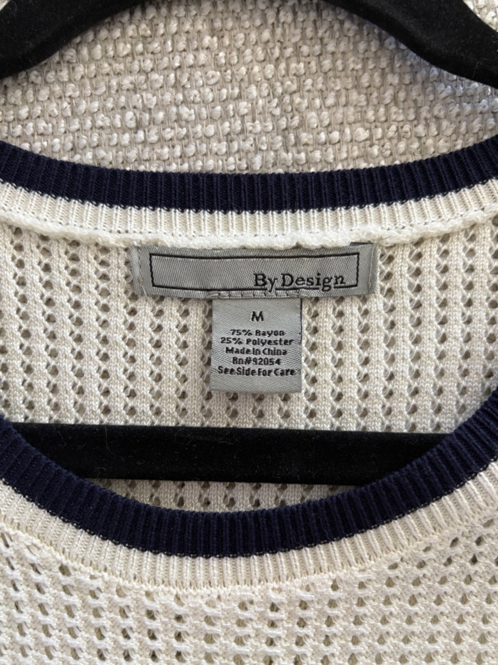 Cream Knit Ruffle Sleeve Sweater with Navy Trim - Picture 5 of 5